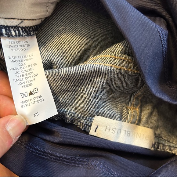 Pinkblush Dark Wash Distressed Raw Hem Maternity Full Panel Shorts - Picture 7 of 8